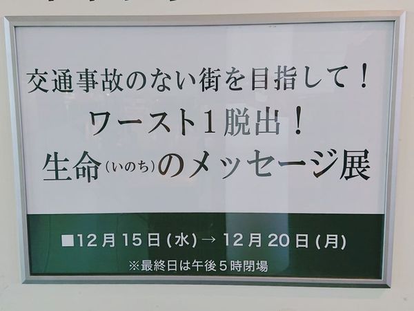 交通事故のない街を目指して!『生命(いのち)のメッセージ展』に行ってきました。 交通事故のない街を目指して!『生命(いのち)のメッセージ展』に行ってきました。