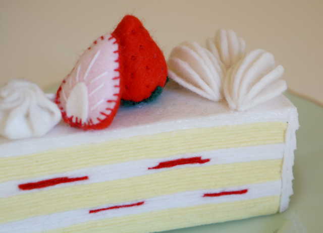 フェルトのケーキ　アフタヌーンティー　イチゴのショートケーキ