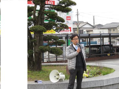 民進党静岡県連街頭集会にて弁士を務める