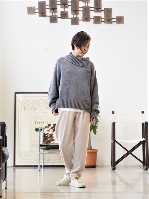 襟の可愛いざっくりカシミヤニット 襟の可愛いざっくりカシミヤニット