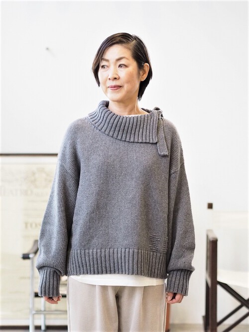 襟の可愛いざっくりカシミヤニット 襟の可愛いざっくりカシミヤニット