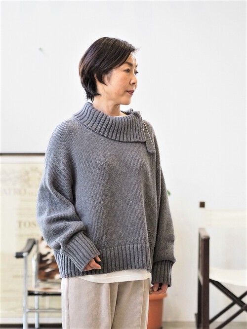 襟の可愛いざっくりカシミヤニット 襟の可愛いざっくりカシミヤニット