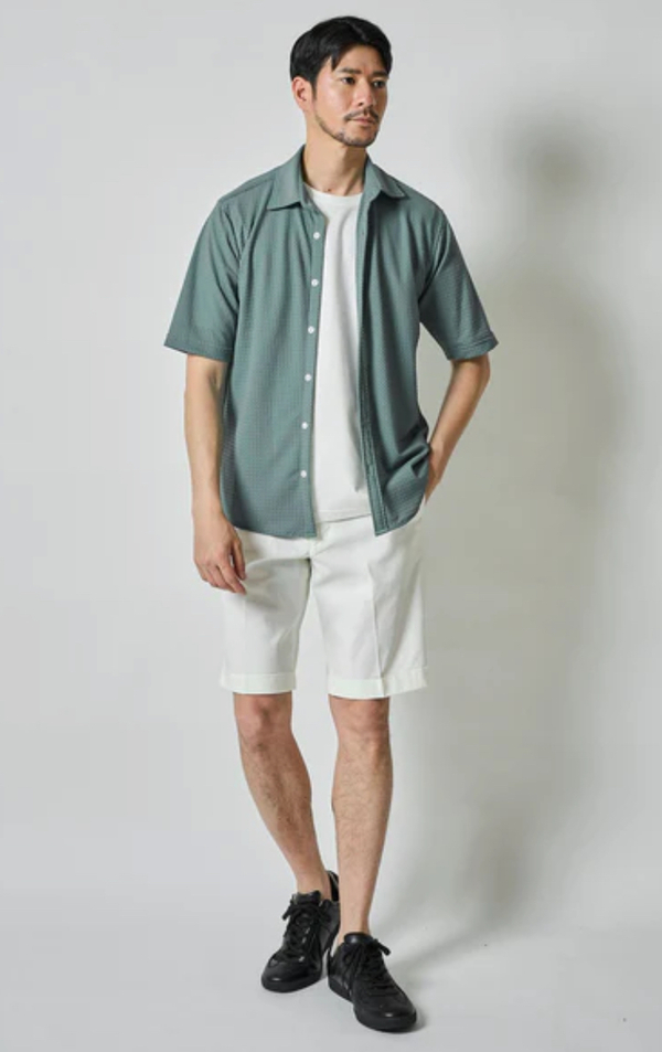 TETEHOMME ストレッチ半袖シャツ TETEHOMME ストレッチ半袖シャツ