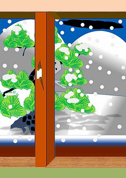 .....源氏物語.真木柱　柱の割れ目に和歌を