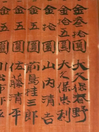 一金参拾圓　大久保春野　一金拾五圓　大久保忠利