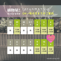 ★ GW→母の日の営業予定です