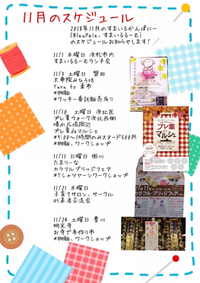 明日から11月です。11月のスケジュールです☆