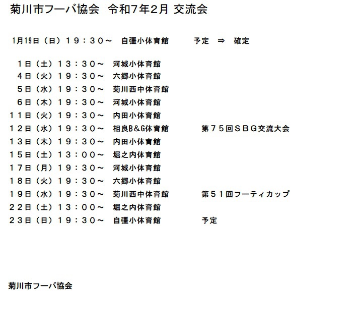 2月　菊川市フーバ協会練習