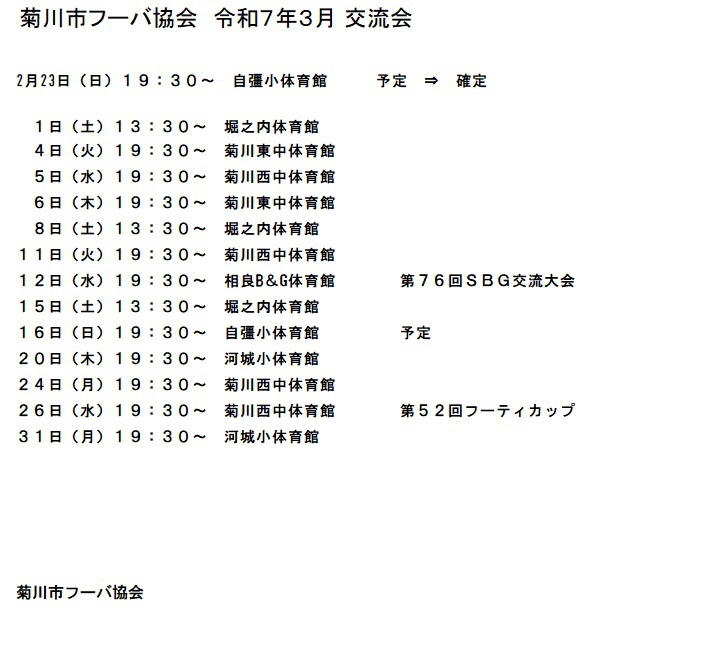 3月　菊川市フーバ協会練習