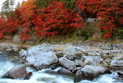 真っ赤に燃える香嵐渓
