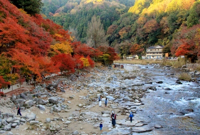 真っ赤に燃える香嵐渓