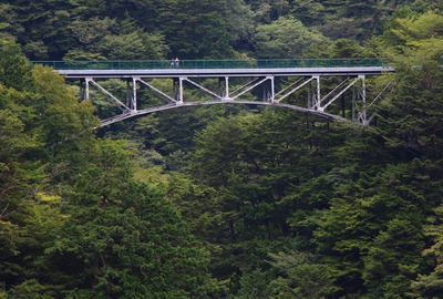 エメラルドグリーンの吊橋