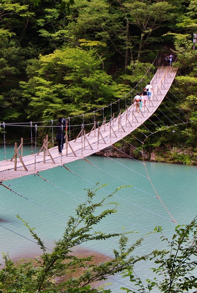 エメラルドグリーンの吊橋