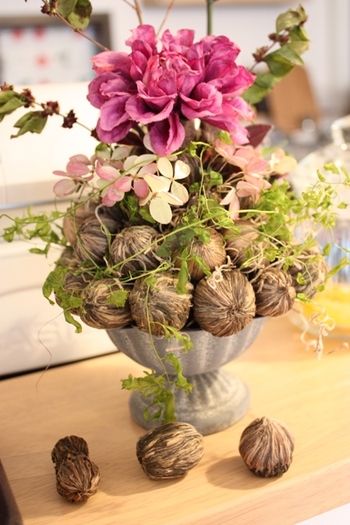 お茶で作られたお花