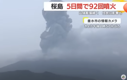 5日間で92回噴火