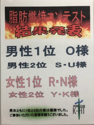 脂肪燃焼コンテスト結果