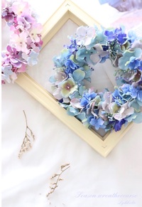 【季節のリースコース】紫陽花のグラデーションリース✻。.