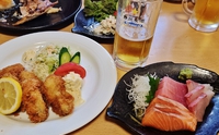 昼飲みにて男旅の打ち合わせ