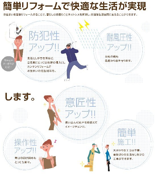 簡単リフォームで窓の快適・防犯・耐風圧性アップを