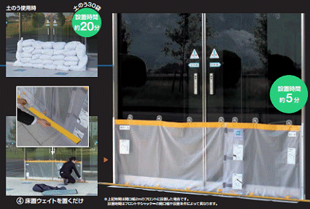 ゲリラ豪雨対策　店舗や倉庫入り口の浸水対策に止めピタ