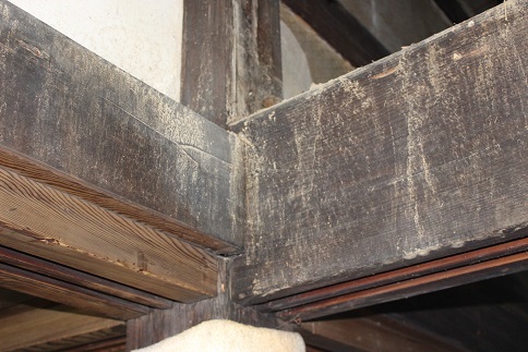 掛川市　最福寺本堂　２７０年分の洗いの下　銘木が出現