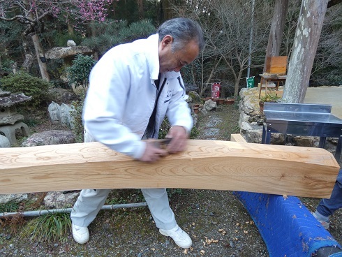 浜松市細江　　真言宗　長楽寺様　ケヤキの梁