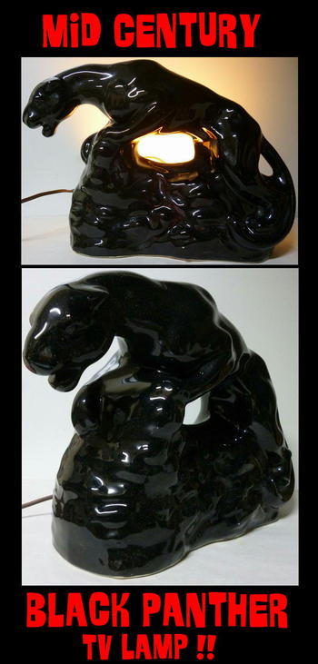 Black Panther ブラックパンサー 黒豹 TV ランプ 置物 50's Vintage l