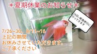 夏季休業のお知らせ 2019/07/25 01:45:45