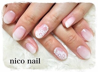 浜松市 中区 自宅ネイルサロン Nico Nail ニコネイルのブログ ウェディングネイル ブライダルネイル 白のグラデーションにレース柄を