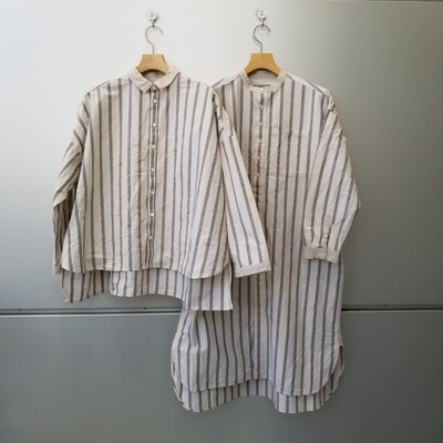 nest Robe ネストローブ ストライプコットンブラウス 7分丈 FREE 