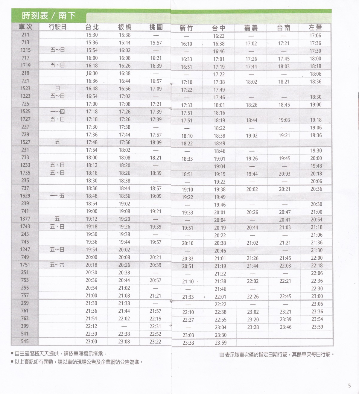 台湾 高速 鉄道 時刻 表