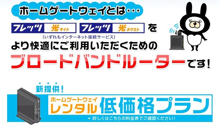 NTT西日本ホームゲートウェイの低価格プラン