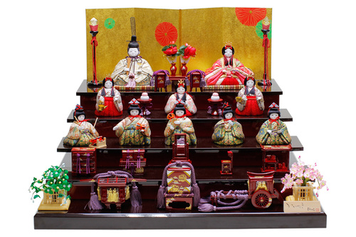 ひととえ,月10人飾り,雛人形,木目込,おひなさま