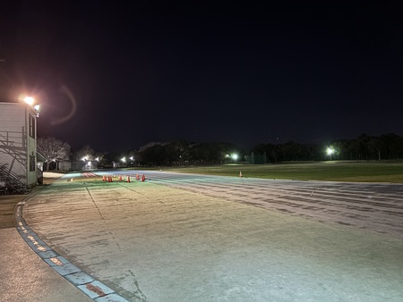 夜のかぶと塚で実証実験　#かぶと塚　#陸上競技場　#ペースラン　