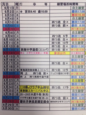 ６月の予定