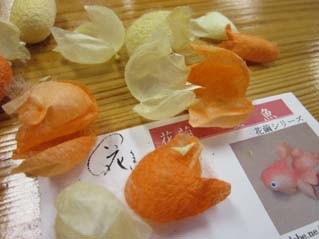 繭（まゆ）玉で金魚作り