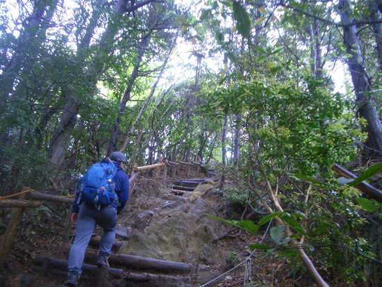 奥三河の霊峰・本宮山の「みちのり」①789mの山頂を目指して表参道の急登・石段を踏破