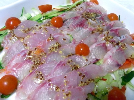夏野菜のトマトソースパスタとイサキのカルパッチョ